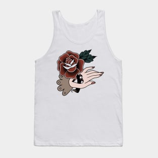 Old school tattoo - rose and hand Tank Top